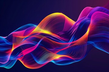 : A vibrant fvectors logo composed of flowing, interconnected lines, glowing with neon colors. - obrazy, fototapety, plakaty
