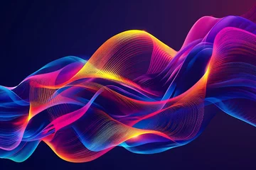 Foto op Canvas : A vibrant fvectors logo composed of flowing, interconnected lines, glowing with neon colors. © crescent