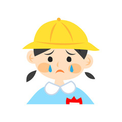 泣く幼稚園児の女の子。フラットなベクターイラスト。
A crying kindergarten girl. Flat vector illustration.