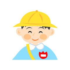 笑う幼稚園児の男の子。フラットなベクターイラスト。
A smiling kindergarten boy. Flat vector illustration.