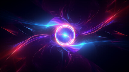 Abstract neon fractal wallpaper with space. Colorful vortex energy, cosmic spiral waves, multicolor swirls explosion. Abstract futuristic digital background.