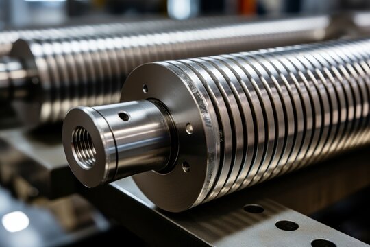 Detailed Close-Up of a Lead Screw Demonstrating its Robust Construction in an Industrial Setting