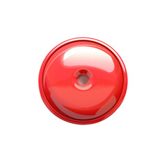 Red button with center hole on transparent background, automotive lighting design