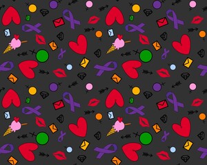 Lgbt cartoon doodle seamless rainbow pride pattern for wrapping paper and fabrics and party accessories