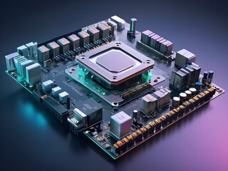 Obraz premium Minds in Silicon. Exploring Artificial Intelligence Processing.