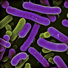 Escherichia Coli Bacteria Close-Up Under Microscope