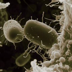 Escherichia Coli Bacteria Close-Up Under Microscope