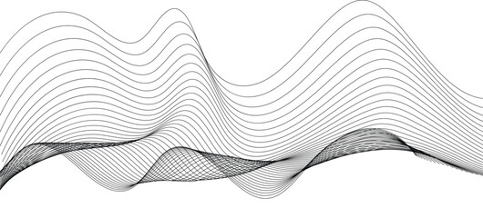 curvy line design elements with texture. Thin line wavy abstract. futuristic Stylized line art background. curvy abstract line wave graphic gray background. Vector illustration - obrazy, fototapety, plakaty