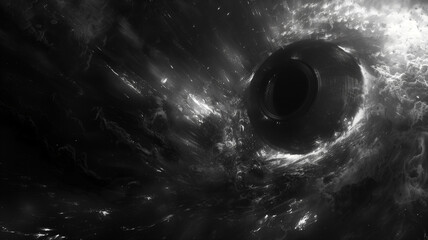 Monochromatic Black Hole Pulling in Galactic Matter - obrazy, fototapety, plakaty