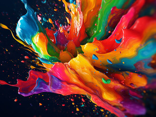 Behold a chaotic yet vibrant wallpaper background, a 3D render of oil paint splatters.