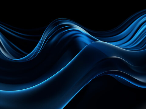 Abstract background features wavy lines in black and blue.