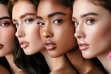 Diverse beautiful women,female models group,women's faces collage,natural beauty,glowing skin,skincare,diverse races,multiracial women,attractive women,fashion models,multicultural,ethnicity,portraits