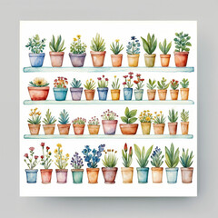 Watercolor Potted Plants