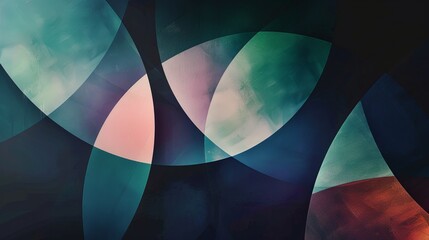 Green and blue geometric shapes overlapping in abstract digital art. Digital canvas of interlaced green and blue abstract shapes. Artistic interplay of cool hues in modern digital design.