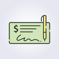 colored outline paycheck banknote icon logo vector illustration design