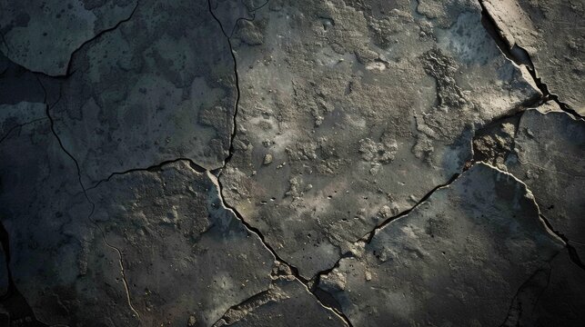 Grey rock wall with numerous holes and cracks. Weathered and rugged geological formation.