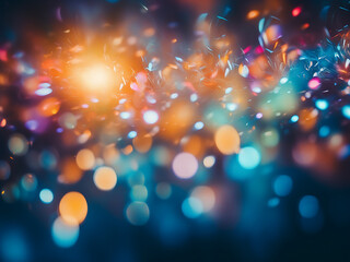 Circular bursts of colorful bokeh shine from lively party lights - obrazy, fototapety, plakaty