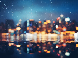 The soft focus emphasizes the blur and blinking of city lights - obrazy, fototapety, plakaty