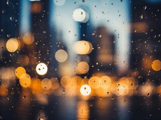 Soft focus captures the blurred, blinking city lights in the background