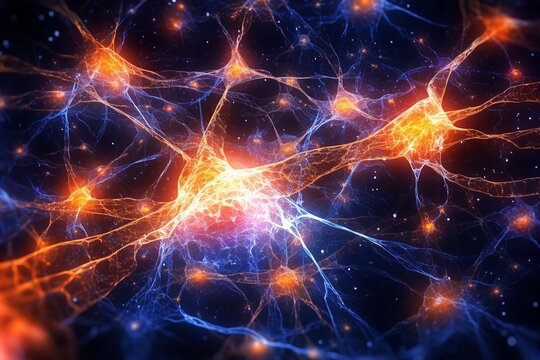  Depict the neural connections as glowing paths or streams of light stemming from the central brain structure, linking various points within. 