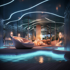 A futuristic spa with rejuvenating treatments using special lights