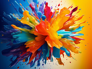 Colorful paint splashes come to life in a vector illustration background. - obrazy, fototapety, plakaty