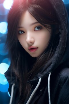 asian girl k-pop portrait Generative AI