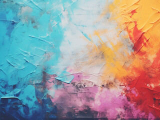 Textured oil or acrylic strokes create a colorful grunge background.