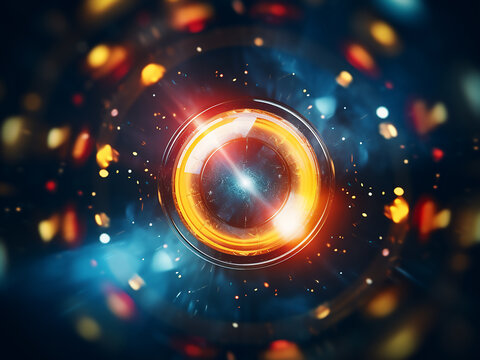 Circular facula adds colorful defocused elements to the scene.