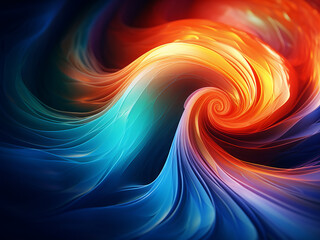 Twirling waves create a dynamic gradient backdrop.