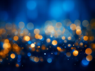 Cool blue background blends with warm yellow bokeh lights.