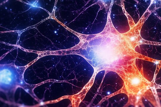  Depict the neural connections as glowing paths or streams of light stemming from the central brain structure, linking various points within. 