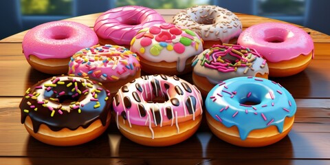 Fototapeta na wymiar assorted donuts Generative AI