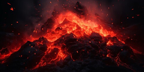 Fototapeta na wymiar active volcanic eruption Generative AI