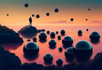 A Spectacle of Floating Spheres from the Edge of Infinity