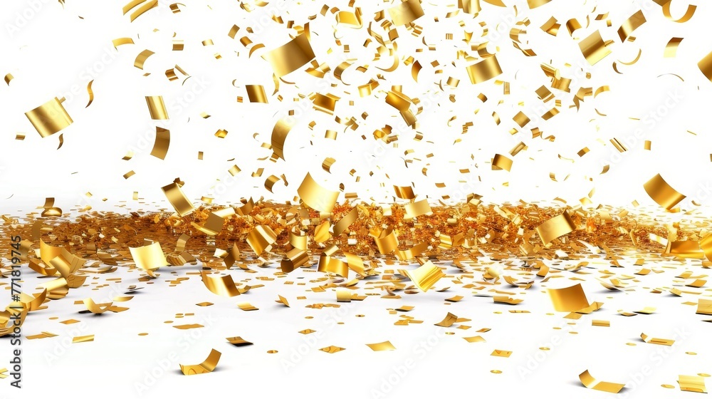Poster a golden confetti design element isolated on a white background. a festive 3d confetti design elemen