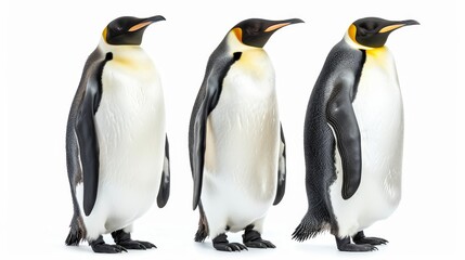 White background with emperor penguins isolated on it