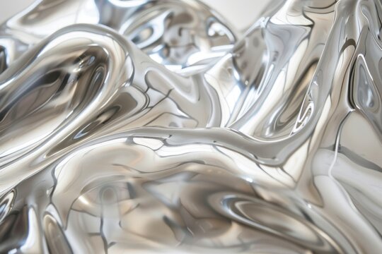 Sleek silver textile featuring a glossy surface, offering a contemporary and polished look ideal for upscale fashion ensembles.