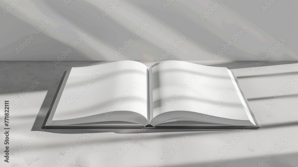 Poster blank book cover with realistic shadow on white background. front view of elegant notebook with bind
