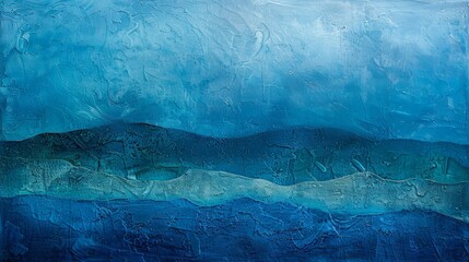 Stunning artwork portraying a tranquil blue ocean, accentuated by a sweeping brush stroke of...