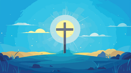 Christianity design over blue background vector ill - obrazy, fototapety, plakaty