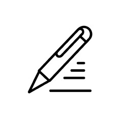 Writing Pen Icon, Black Outline, Signature or Editing Symbol