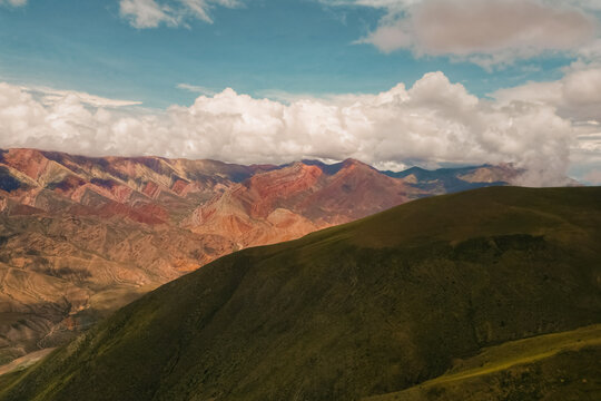 anorama of the Cerro de los 14 Colores, or Fourteen Coloured Mountain, Serrania de Hornocal, Jujuy, Argentina