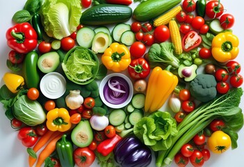 Fototapeta na wymiar A Vibrant Showcase of Fresh Vegetables for Wholesome, Clean Eating
