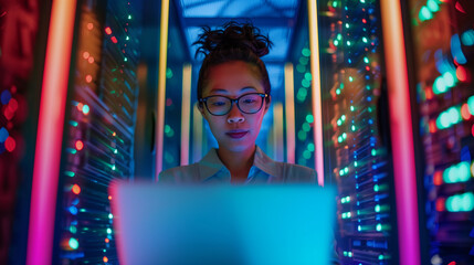 Portrait of Chief Technology Officer Surrounded by Servers