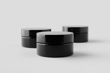 Black glass cream jar packaging mockup.