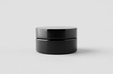 Black glass cream jar packaging mockup.