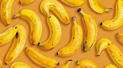 Vibrant bunch of bananas displayed against a sunny yellow background, radiating tropical freshness and wholesome goodness.