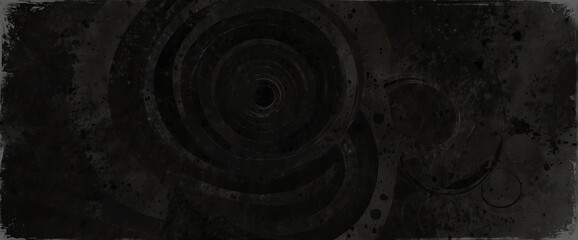 Black color gradient spirals circles texture grunge rough abstract retro concept background illustration art design from Generative AI