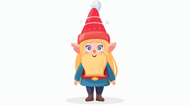 Color image with half body gnome blonde girl flat c